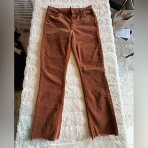 MOTHER Women's Ankle Crop Corduroy Jeans in Rust Brown